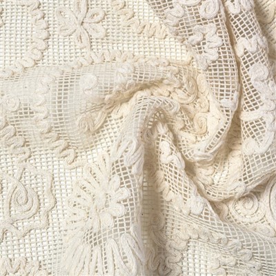 Tissu de broderie en coton blanc 3D