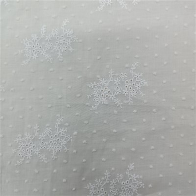 Tissu de broderie en coton blanc